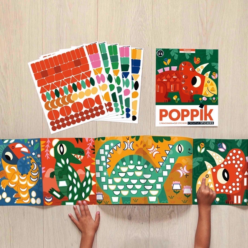 poppik poster panorama dinosaures gommettes stickers 1